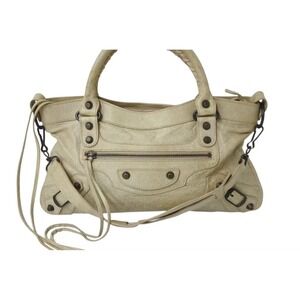 Balenciaga Leather Handbag White Shoulder First The Bag
